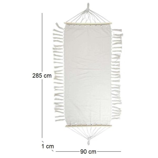 Hamac beige à franges Terre inconnue 285 x 90 cm - 5