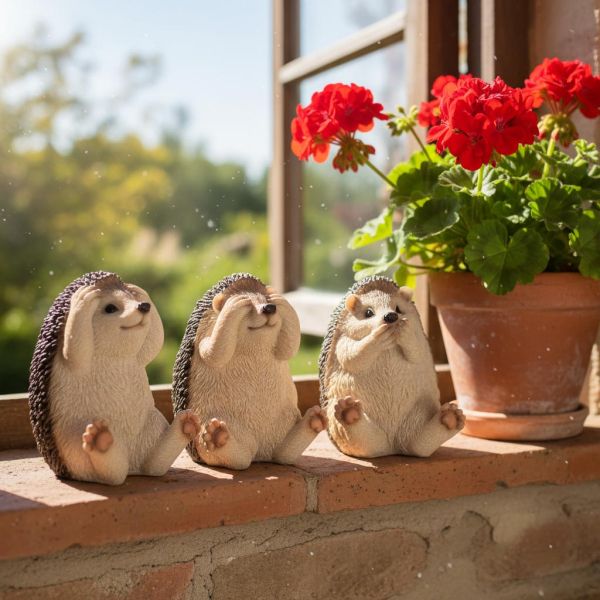 Hérissons expressifs en résine (Lot de 3) - TRUE TO NATURE