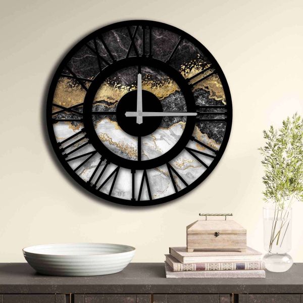 Horloge en MDF marbures 52 cm - HANAH HOME