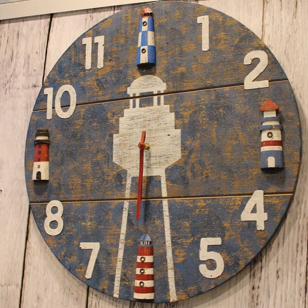 Horloge en bois Phare 50 cm - 6