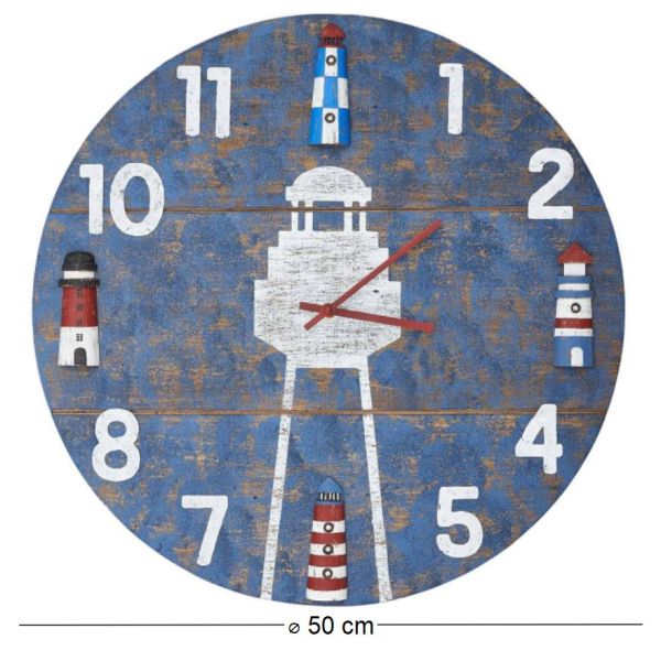 Horloge en bois Phare 50 cm - 7