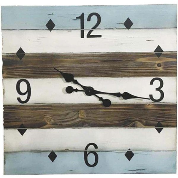 Horloge en bois carrée bord de mer