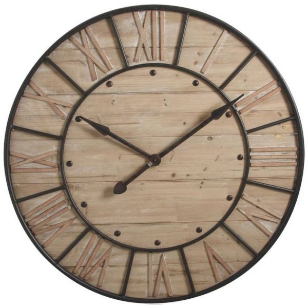 Horloge en bois et métal Industrie