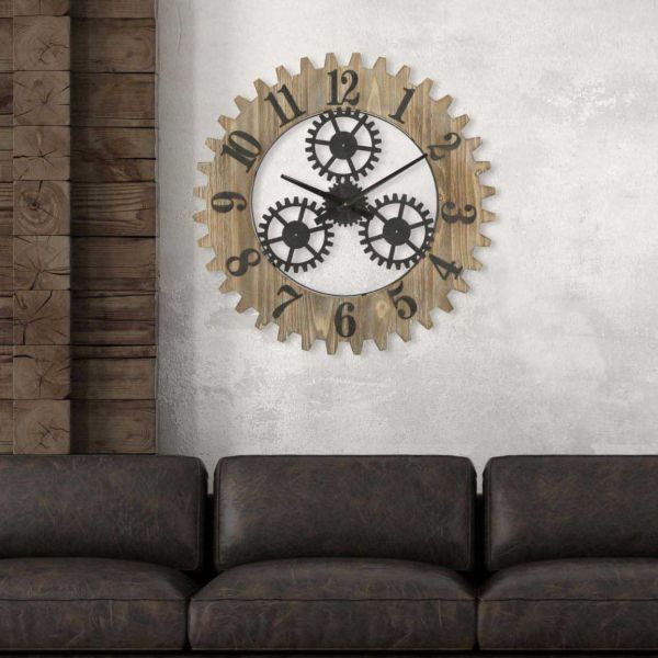 Horloge en bois et métal Ingranaggio 60 x 4 cm - 8