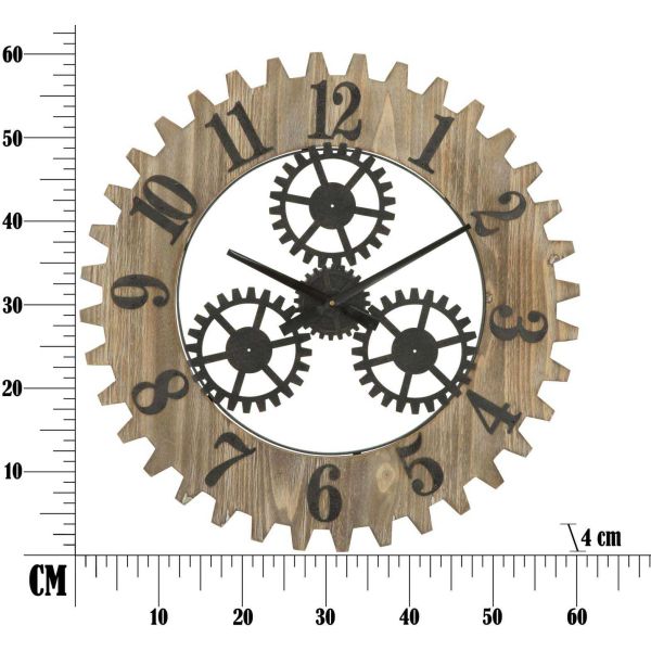 Horloge en bois et métal Ingranaggio 60 x 4 cm - MAU-0350