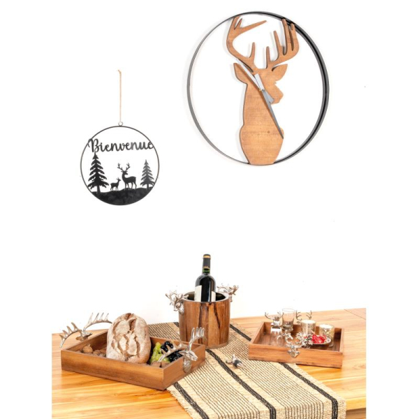 Horloge en bois et métal Cerf - AUBRY GASPARD