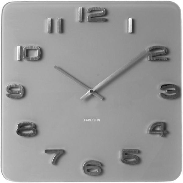 Horloge carrée vintage en verre gris 35 cm