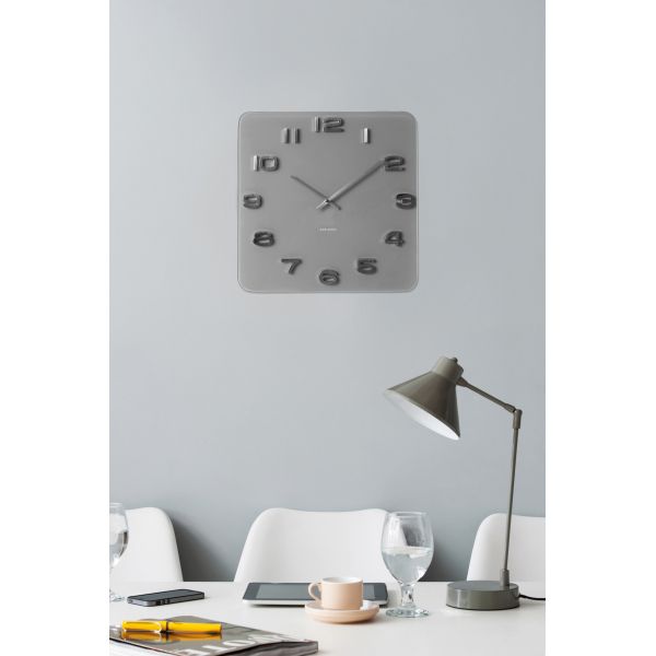 Horloge carrée vintage en verre gris 35 cm - KARLSSON