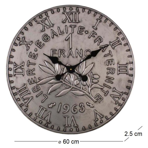 Horloge en fer pièce de monnaie 60 cm - ANTIC LINE CRéATIONS
