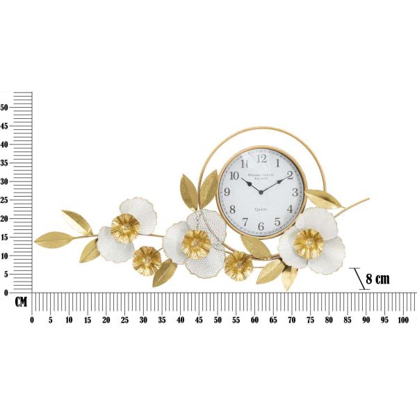 Horloge avec fleurs décoratives en métal Flow 92.5 x 8 x 45.5 cm - MAU-0357