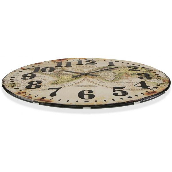 Horloge mappemonde aspect vieilli 80 cm - VERSA
