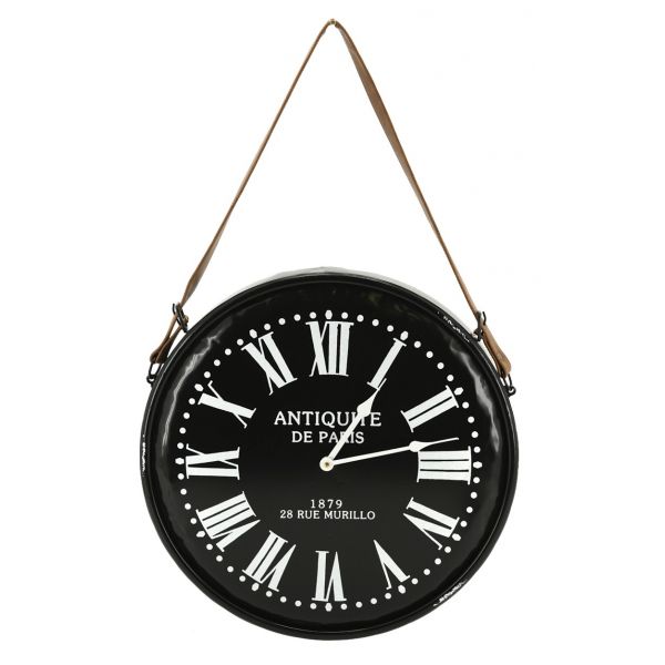 Horloge en métal noir laqué Antiquités de Paris