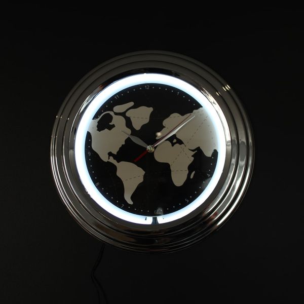 Horloge néon mappemonde 30 cm - 6