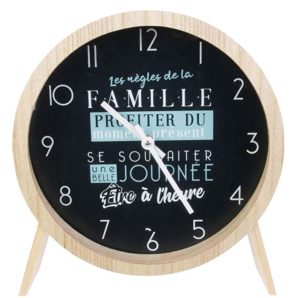 Horloge à poser en bois Les règles de la famille - CMP-2742