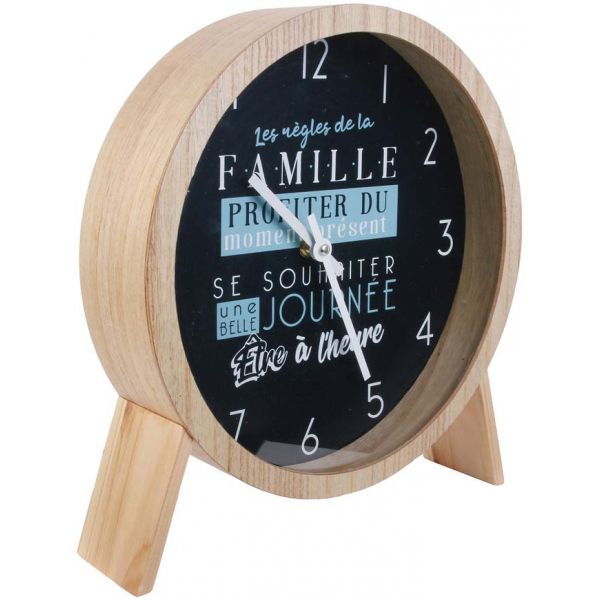 Horloge à poser en bois Les règles de la famille