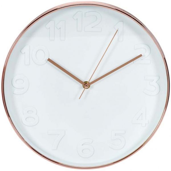 Horloge ronde cuivrée et blanche 30.5 cm - CMP-2811