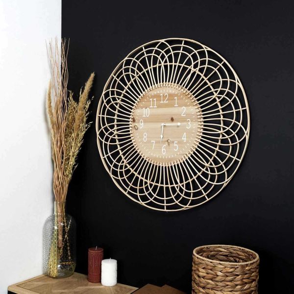 Horloge ronde en rotin 70 cm - THE HOME DECO FACTORY