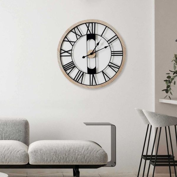 Horloge silencieuse en bois et métal 70 cm Jack - CMP-5155