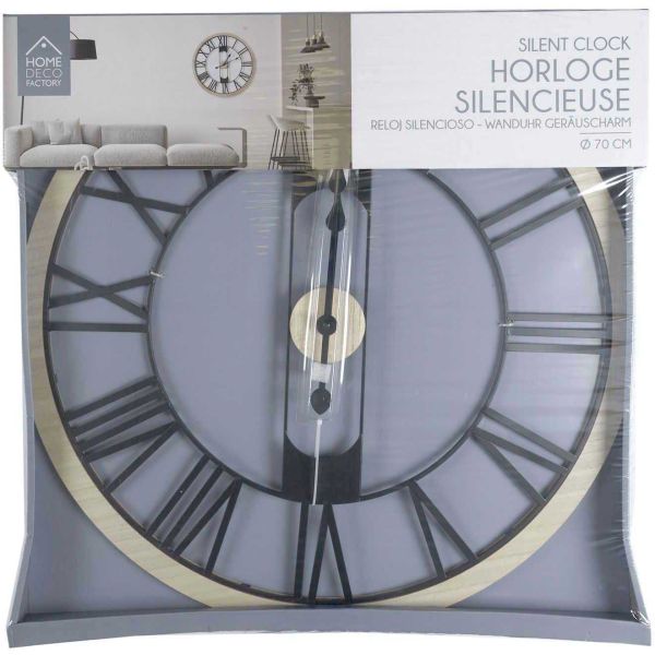 Horloge silencieuse en bois et métal 70 cm Jack - 46,90