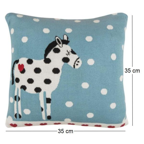 Housse de coussin en coton bio 35 x 35 cheval à pois - TRN-0234