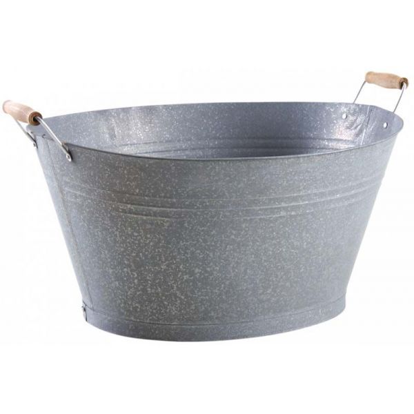 Jardinière bassine en zinc givré