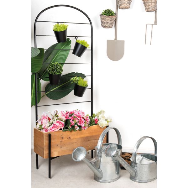 Jardinière en bois avec treillis en métal + 4 seaux - AUBRY GASPARD