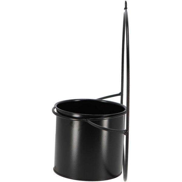 Jardinière déco ronde d'intérieur en métal noir - 14,90