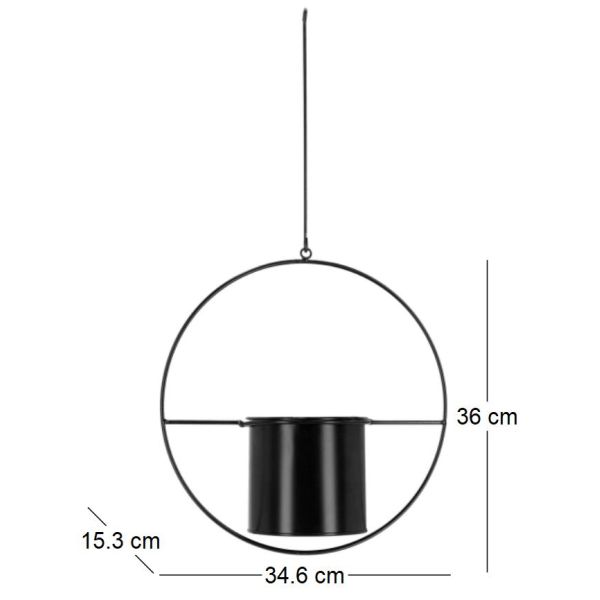 Jardinière déco ronde d'intérieur en métal noir - 5