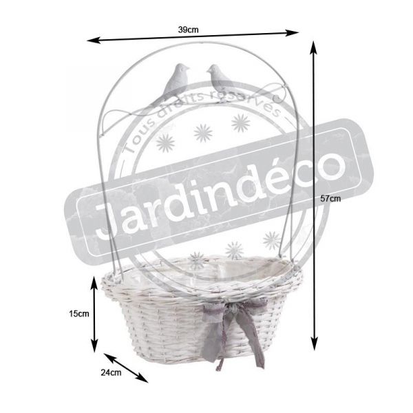 Jardinière oiseaux en osier blanc et métal - AUBRY GASPARD