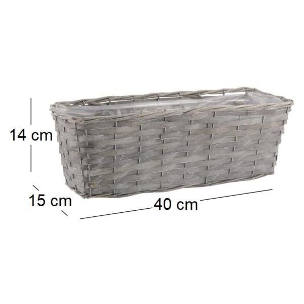 Jardinière en osier et bois - AUB-6617