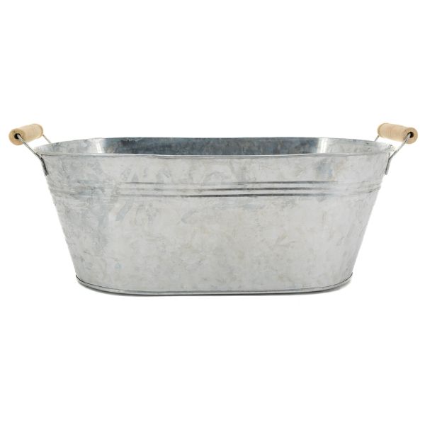 Jardinière ovale zinc et bois - AUB-0389