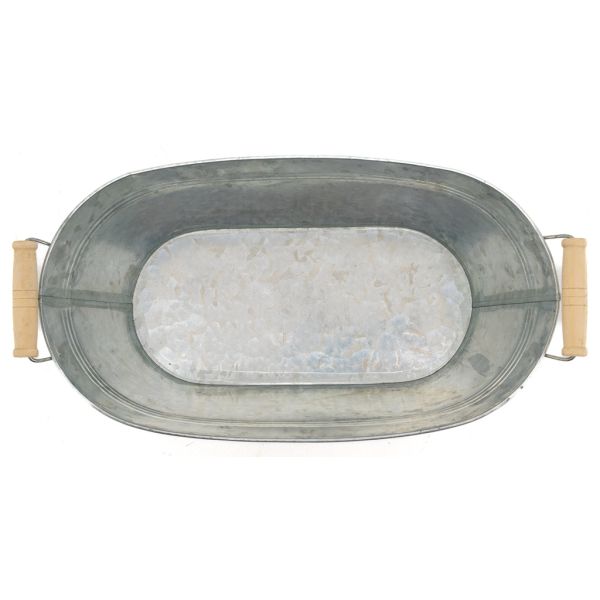 Jardinière ovale zinc et bois - 7,90