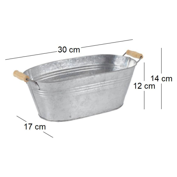 Jardinière ovale zinc et bois - AUB-6679