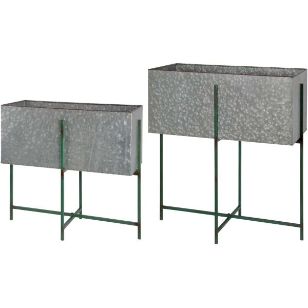 Jardinière sur pied en zinc intérieure extérieure (Lot de 2) - ESS-1100