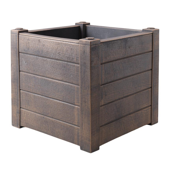 Jardinière en polyéthylène imitation bois Teak