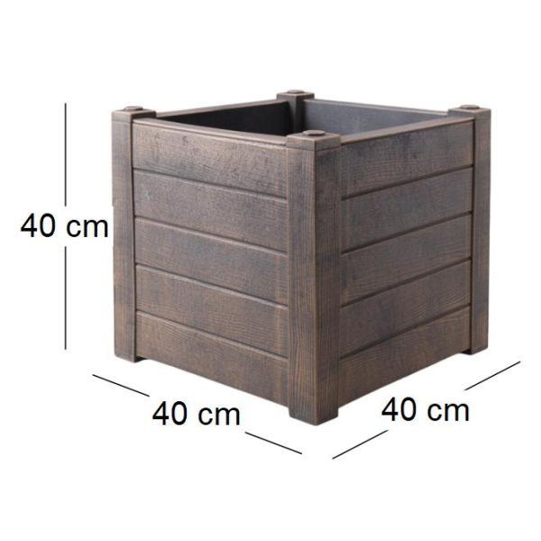 Jardinière en polyéthylène imitation bois Teak - ROT-0108