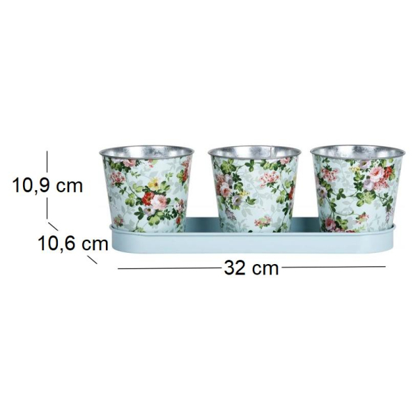 Jardinière 3 pots Roses - ESS-1137