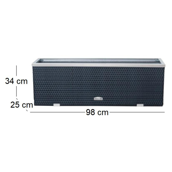 Jardinière en résine tressée avec cadre en aluminium 98 x 25 x 34 cm - FPH-0234