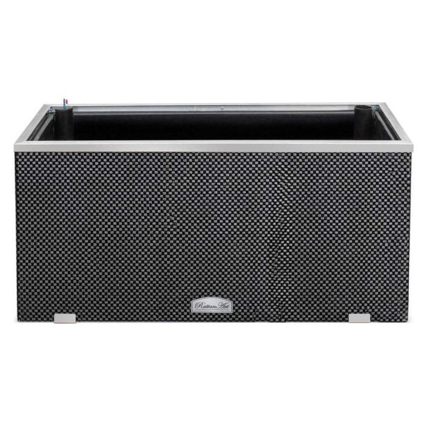 Jardinière en résine tressée avec réserve d'eau et cadre en aluminium 95 x 39 x 43 cm