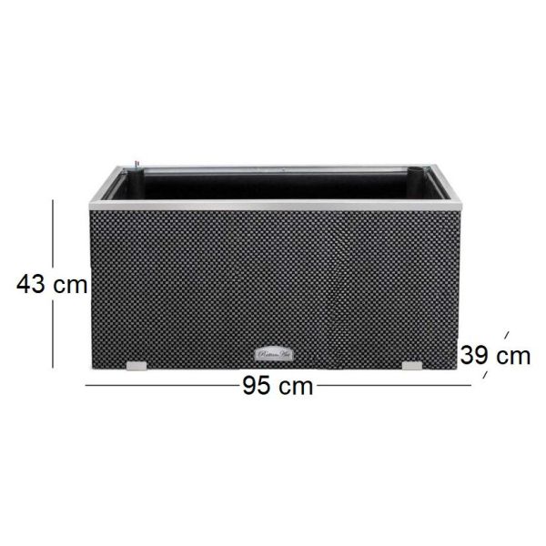 Jardinière en résine tressée avec réserve d'eau et cadre en aluminium 95 x 39 x 43 cm - FPH-0310