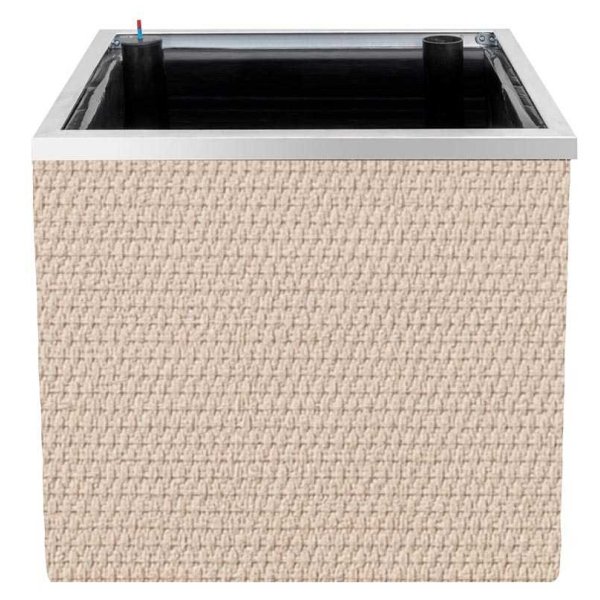 Jardinière en résine tressée avec réserve d'eau et cadre en aluminium 50 x 50 x 43 cm