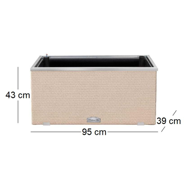 Jardinière en résine tressée avec réserve d'eau et cadre en aluminium 95 x 39 x 43 cm - FPH-0308