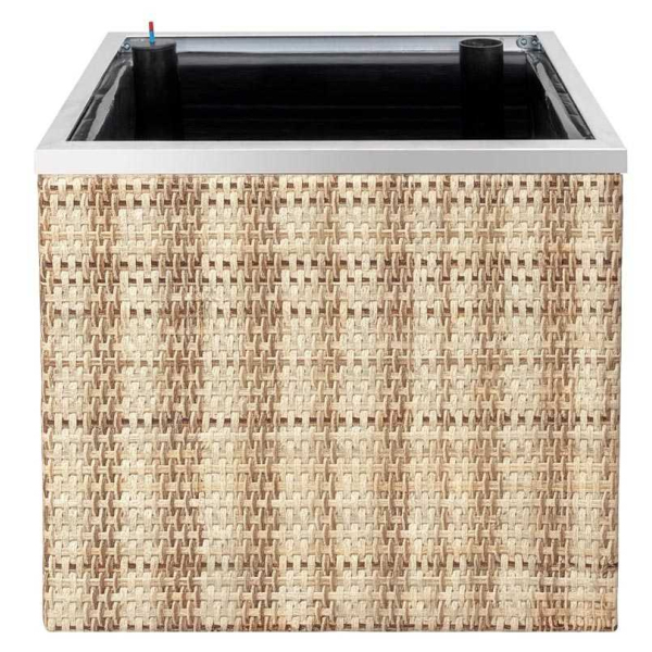 Jardinière en résine tressée avec réserve d'eau et cadre en aluminium 50 x 50 x 43 cm