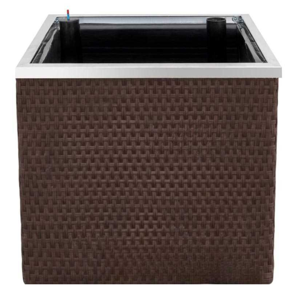 Jardinière en résine tressée avec réserve d'eau et cadre en aluminium 50 x 50 x 43 cm