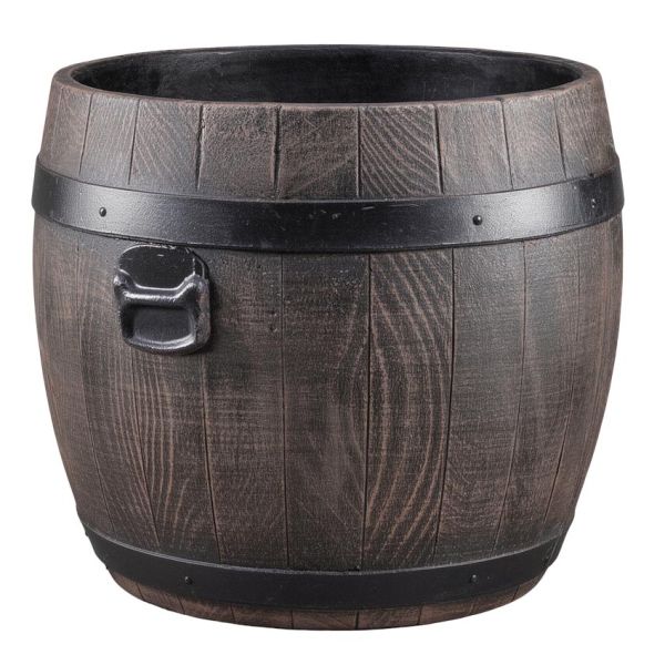 Jardinière ronde en polyéthylène imitation tonneau Bolero