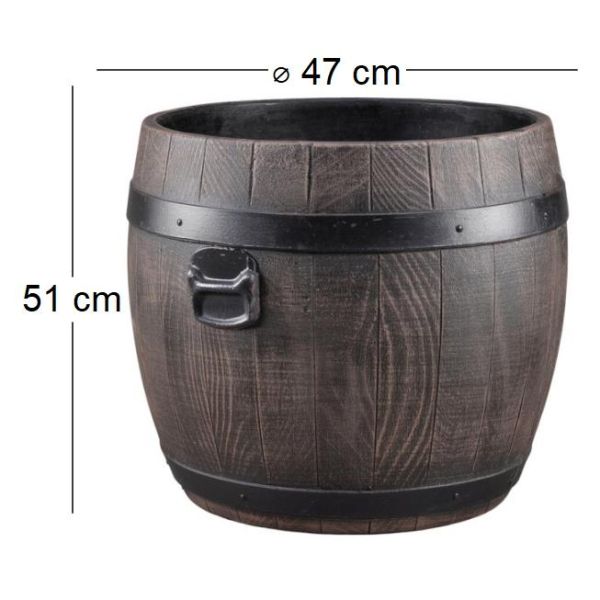 Jardinière ronde en polyéthylène imitation tonneau Bolero - ROT-0102
