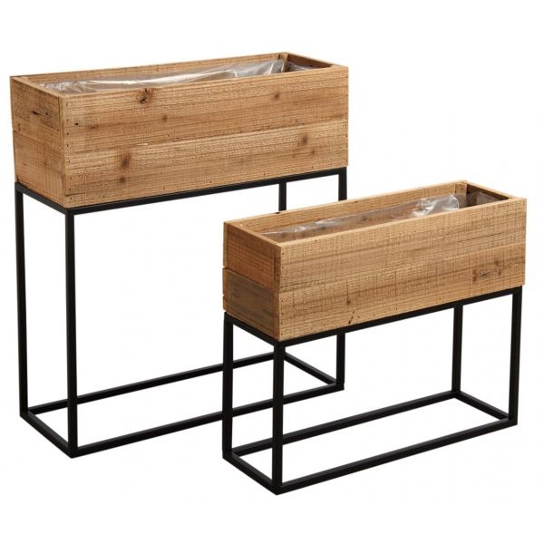 Jardinières hautes en bois recyclé Lofty (Lot de 2)
