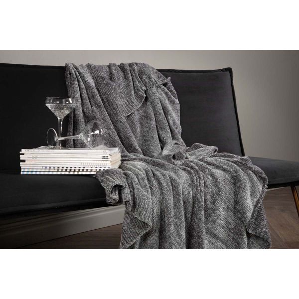 Jeté de canapé en polyester chenille Ally 170 x 130 cm - VENTURE HOME