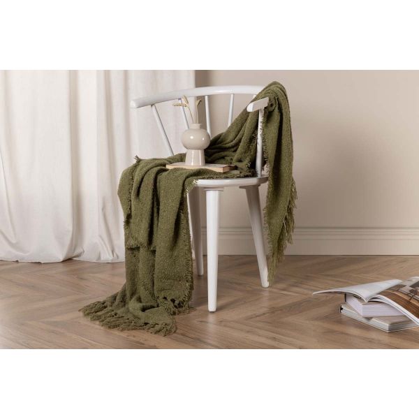 Jeté de canapé en polyester avec pampilles Stanly 170 x 130 cm - 26,90