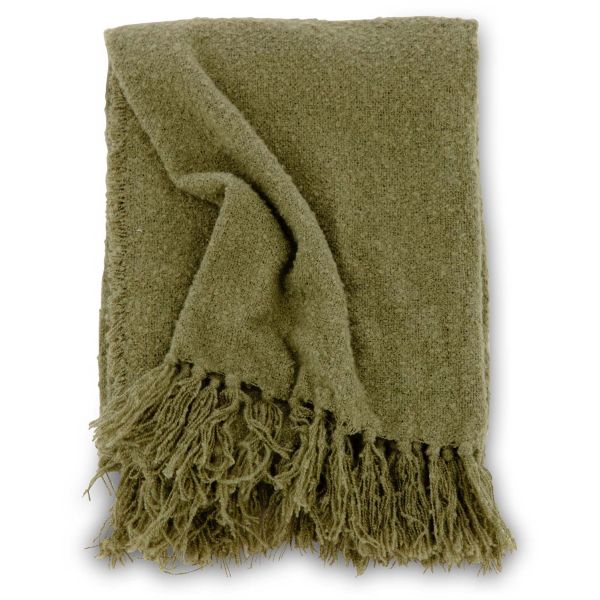 Jeté de canapé en polyester avec pampilles Stanly 170 x 130 cm - VENTURE HOME